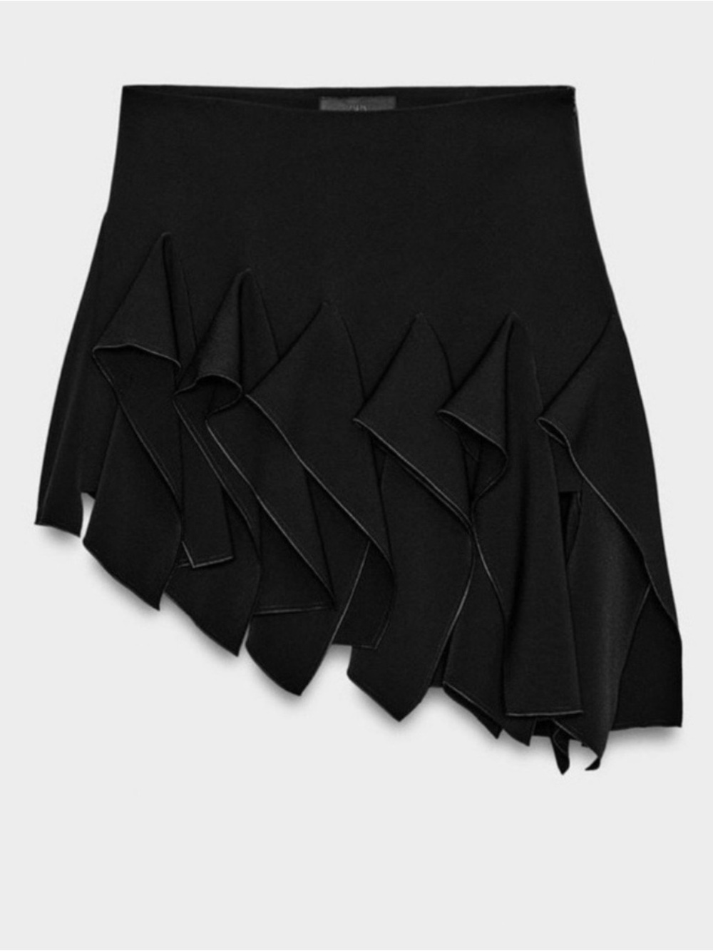 Zara Black Asymmetric Ruffle Mini Skirt